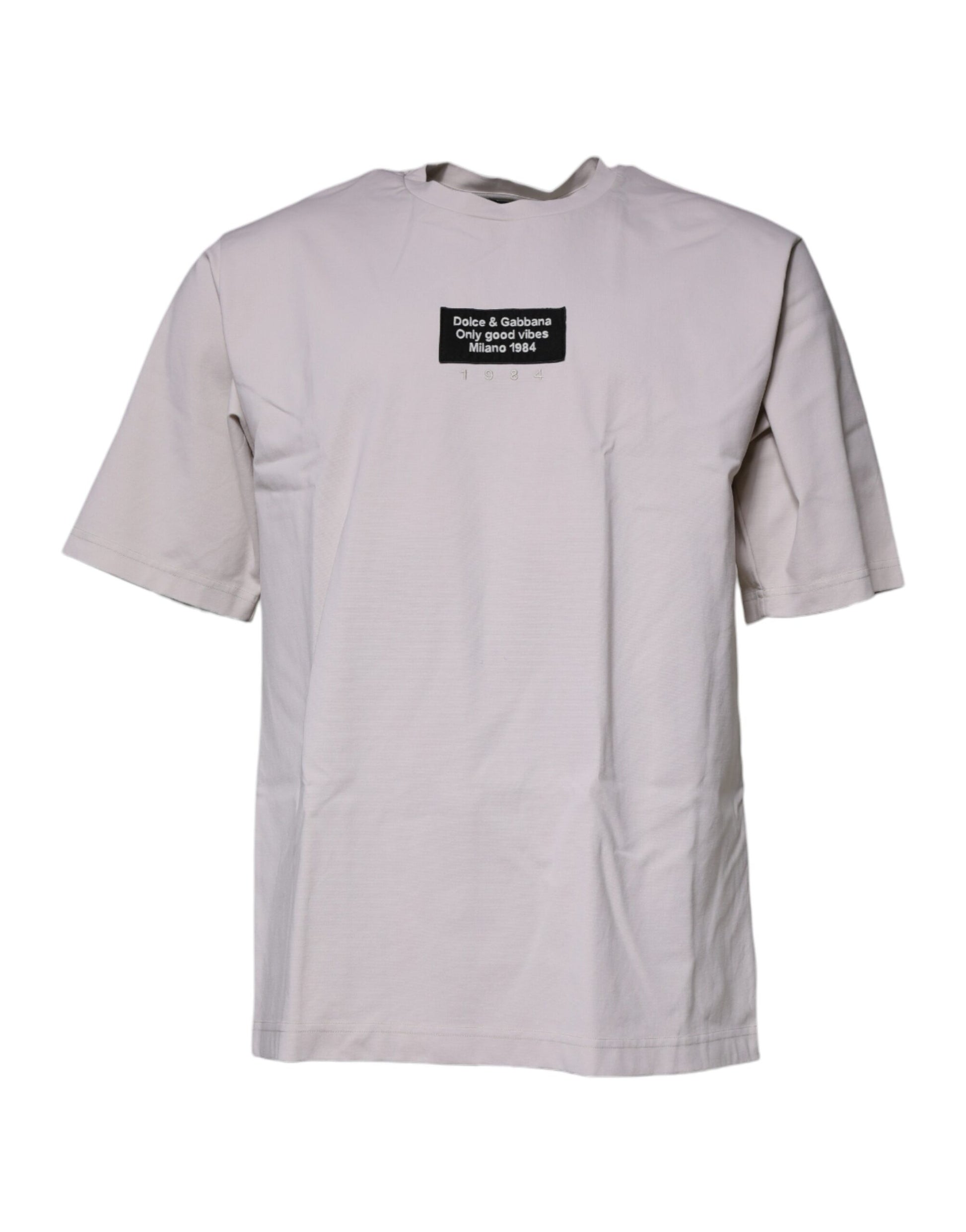 Dolce & Gabbana Beige DG Logo Crew Neck Short Sleeves T-shirt by Dolce & Gabbana
