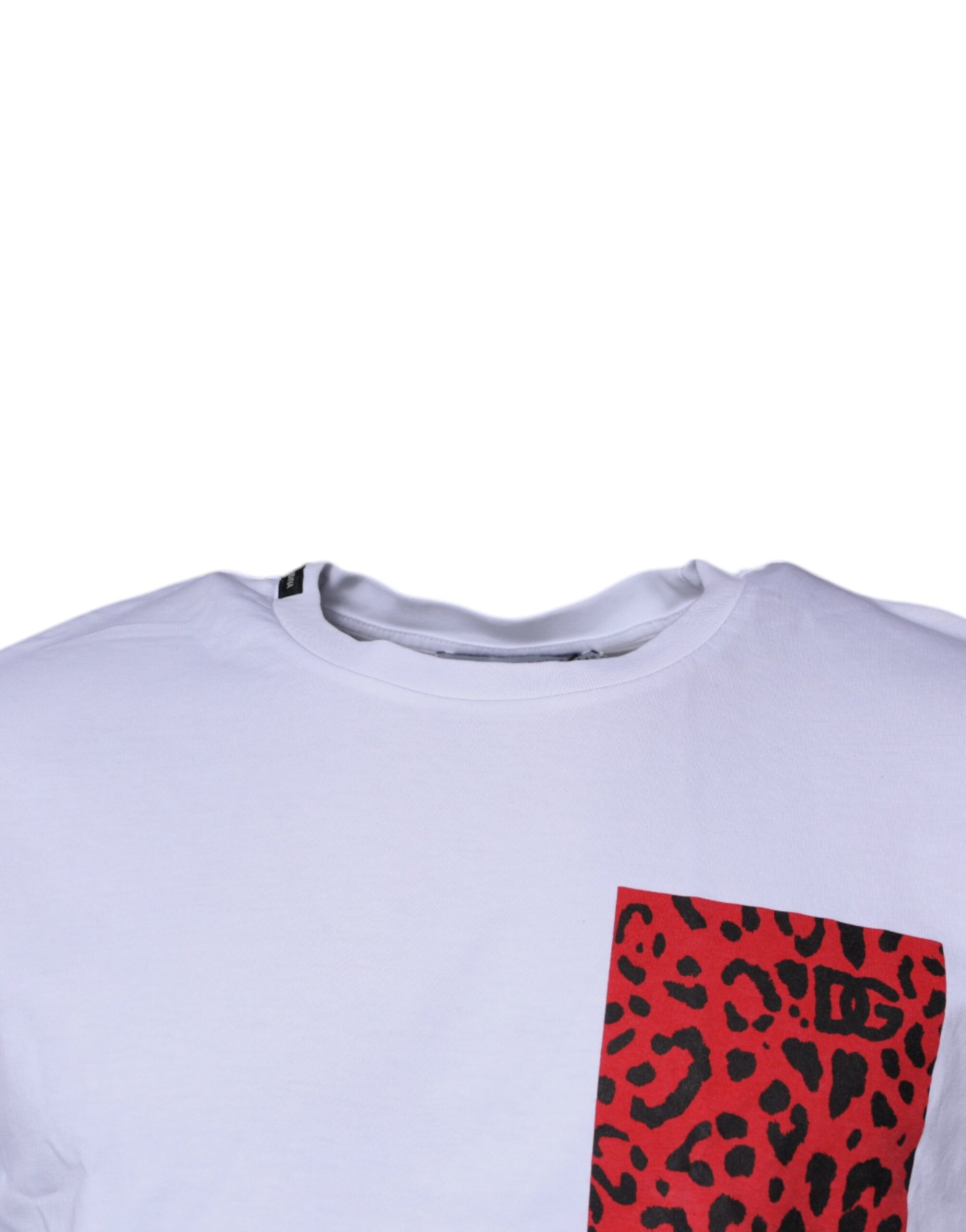 Dolce & Gabbana White Red Leopard Cotton Crew Neck T-shirt by Dolce & Gabbana