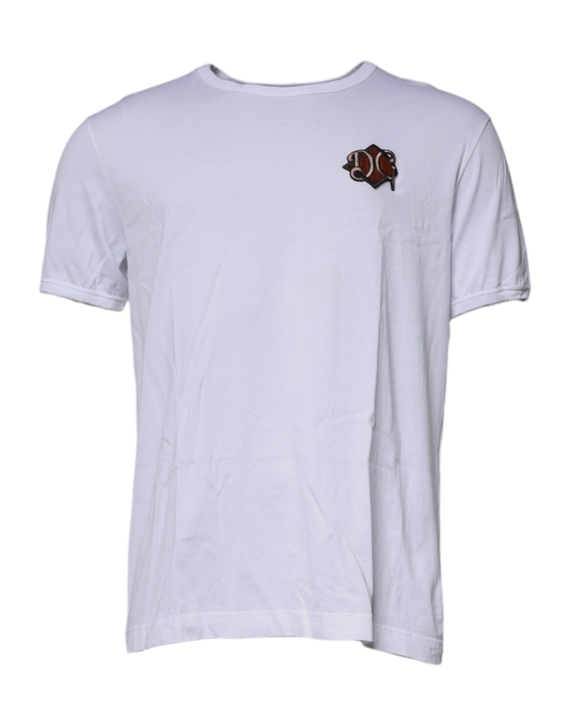 Dolce & Gabbana White DG Embroidery Cotton Crew Neck T-shirt by Dolce & Gabbana