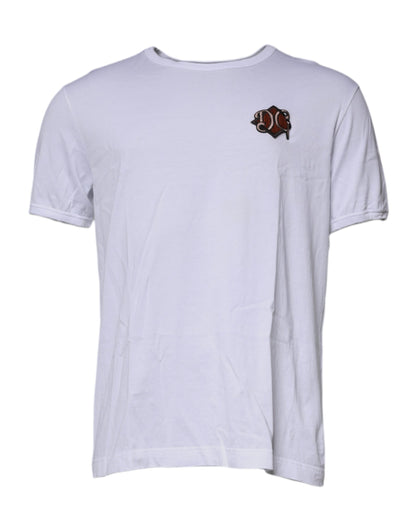 Dolce & Gabbana White DG Embroidery Cotton Crew Neck T-shirt by Dolce & Gabbana