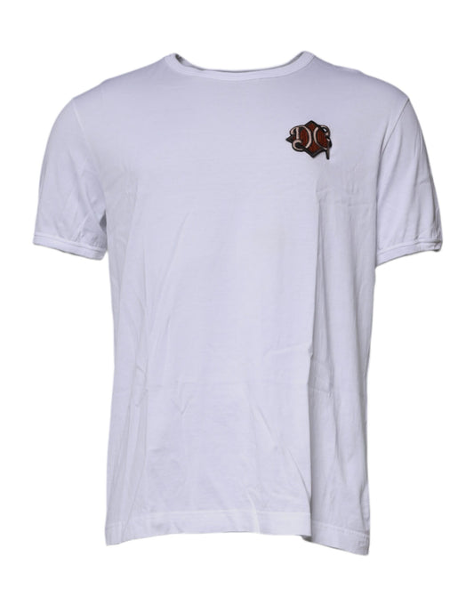 Dolce & Gabbana White DG Embroidery Cotton Crew Neck T-shirt by Dolce & Gabbana