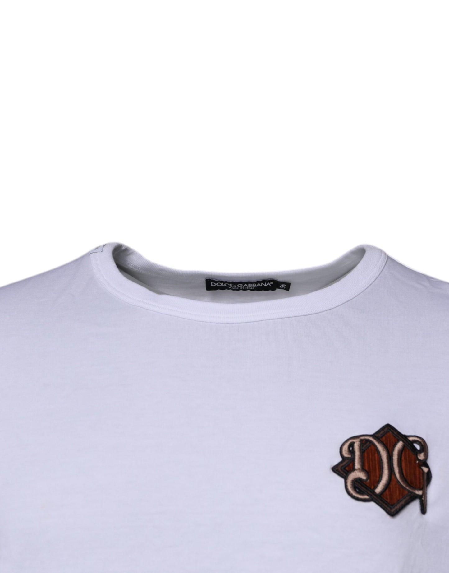 Dolce & Gabbana White DG Embroidery Cotton Crew Neck T-shirt by Dolce & Gabbana