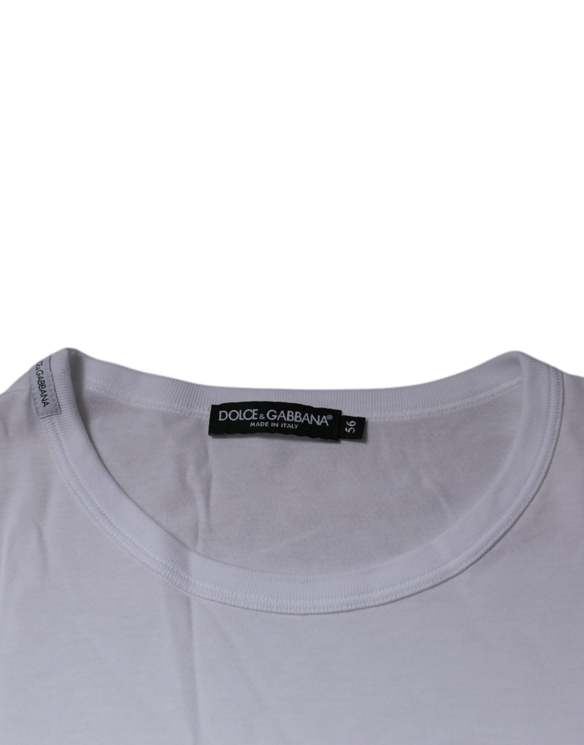 Dolce & Gabbana White DG Embroidery Cotton Crew Neck T-shirt by Dolce & Gabbana