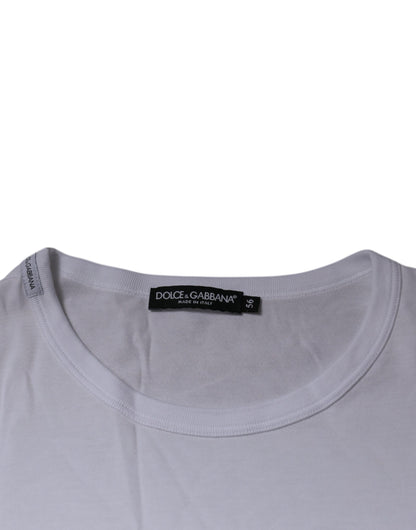 Dolce & Gabbana White DG Embroidery Cotton Crew Neck T-shirt by Dolce & Gabbana
