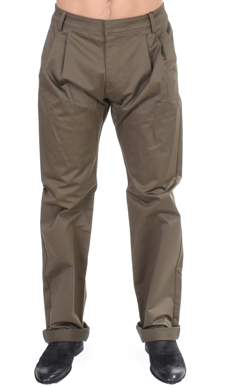 Pantalon coupe droite élégant et confortable vert GF Ferre