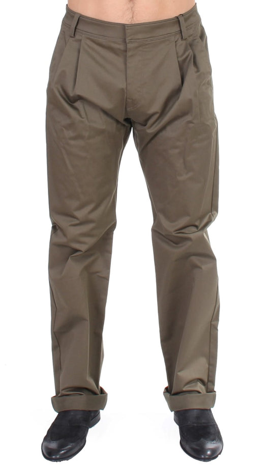 Pantalon coupe droite élégant et confortable vert GF Ferre