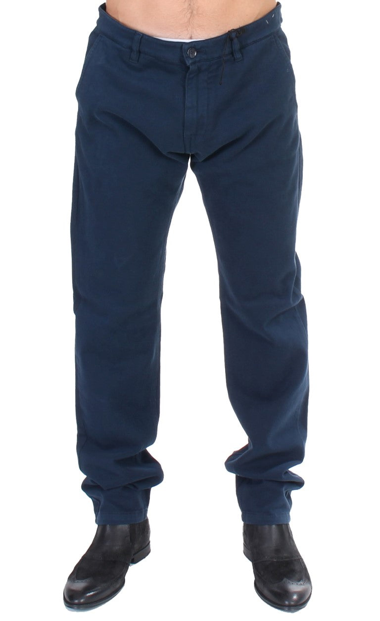 Pantalon chino élégant en coton stretch bleu GF Ferre