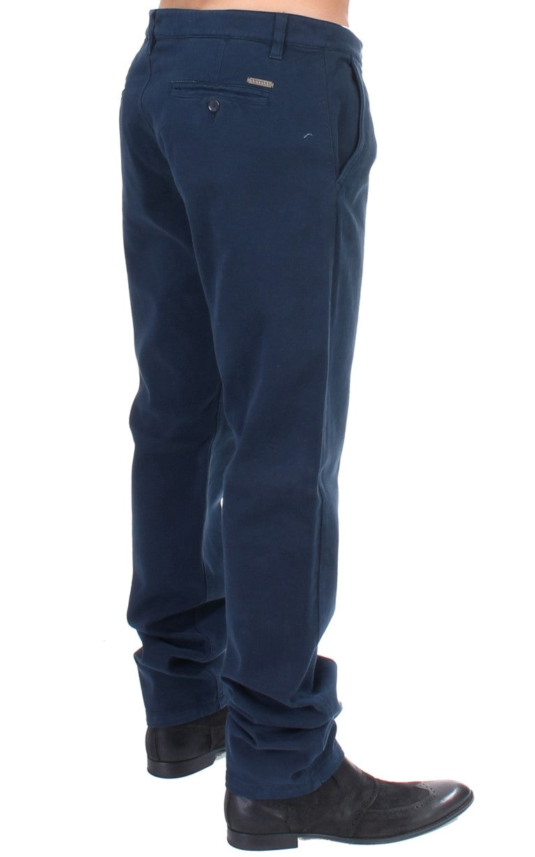 Pantalon chino élégant en coton stretch bleu GF Ferre