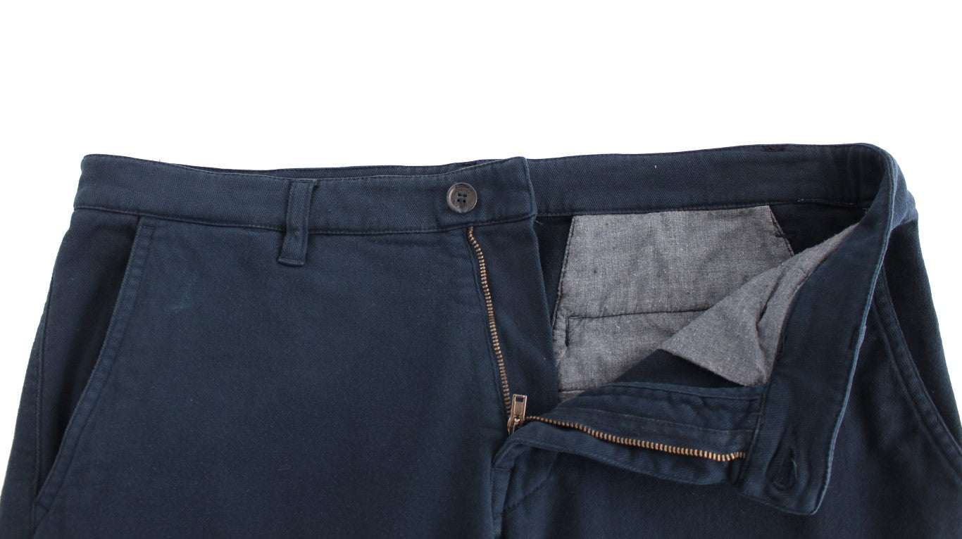 Pantalon chino élégant en coton stretch bleu GF Ferre