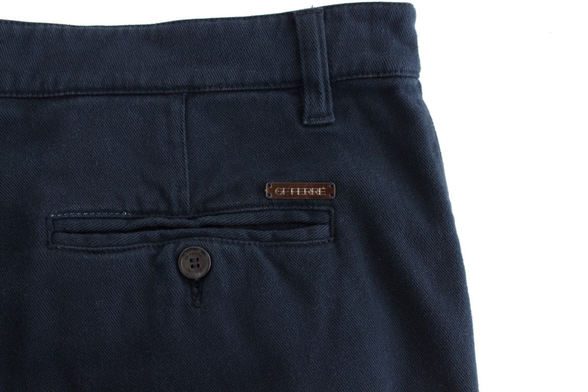 Pantalon chino élégant en coton stretch bleu GF Ferre