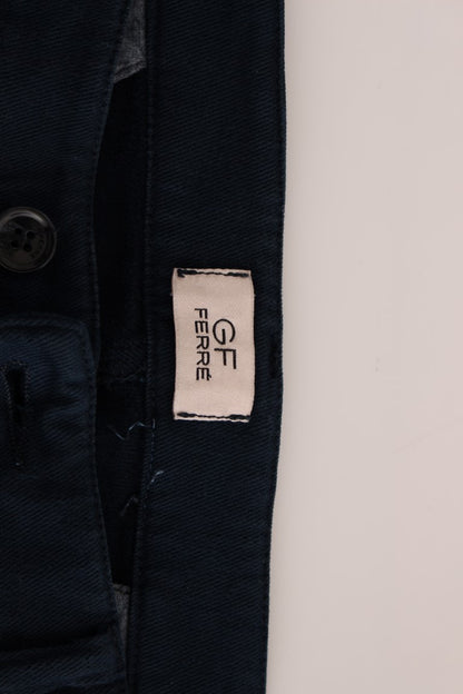 Pantalon chino élégant en coton stretch bleu GF Ferre