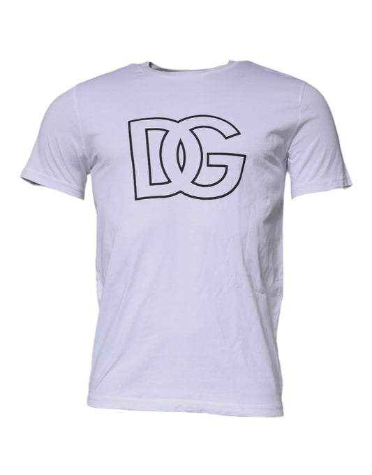 Dolce & Gabbana White DG Logo Cotton Crew Neck T-shirt by Dolce & Gabbana