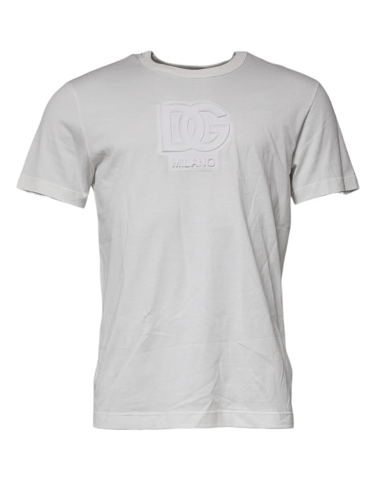 Dolce & Gabbana White DG Logo Cotton Crew Neck T-shirt by Dolce & Gabbana
