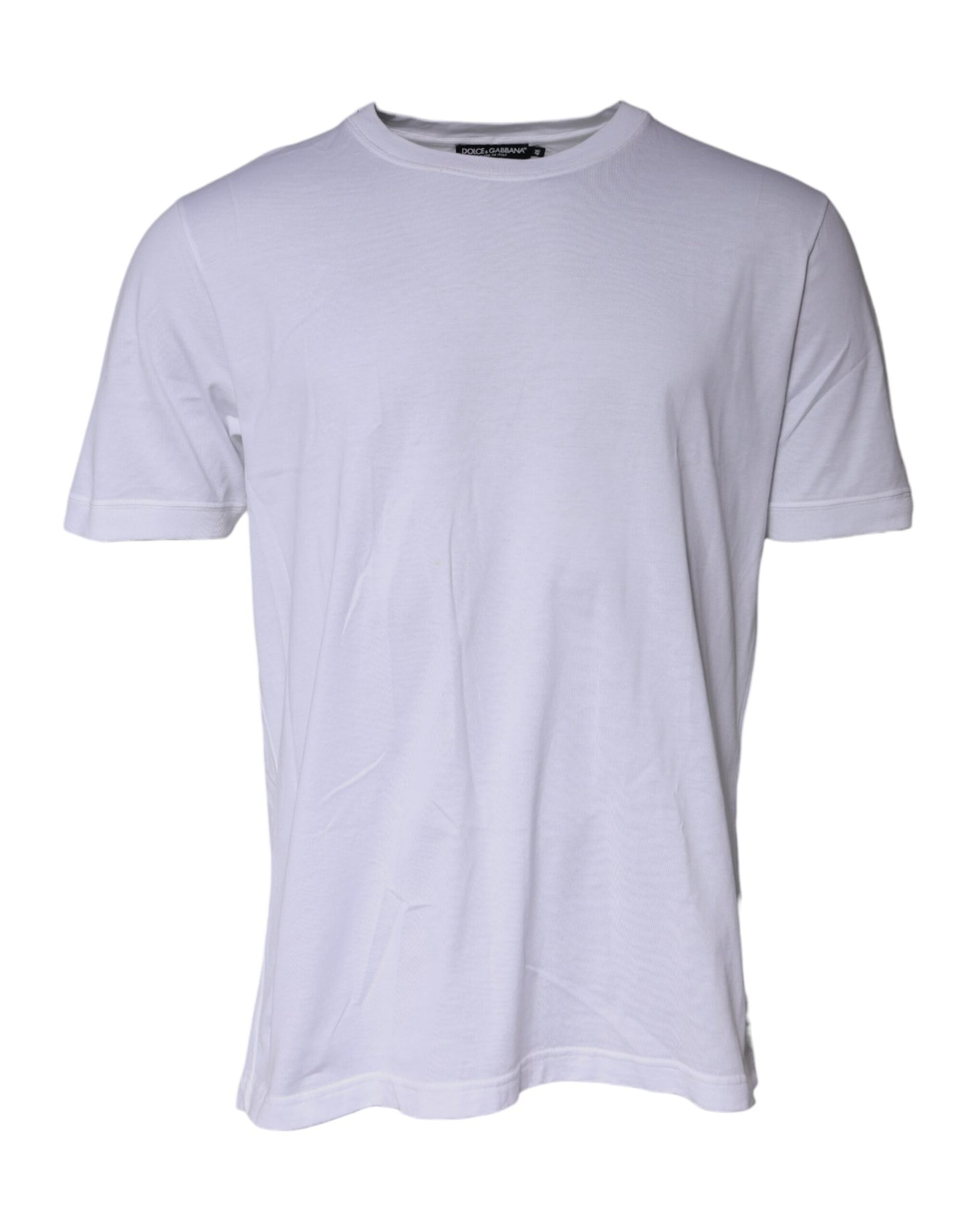 Dolce & Gabbana White Cotton Crew Neck Short Sleeves T-shirt by Dolce & Gabbana