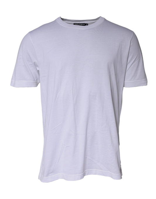 Dolce & Gabbana White Cotton Crew Neck Short Sleeves T-shirt by Dolce & Gabbana