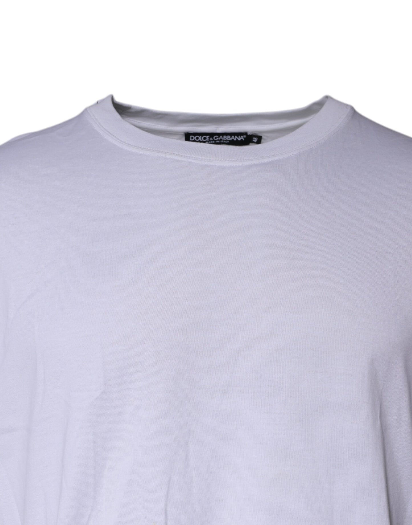 Dolce & Gabbana White Cotton Crew Neck Short Sleeves T-shirt by Dolce & Gabbana