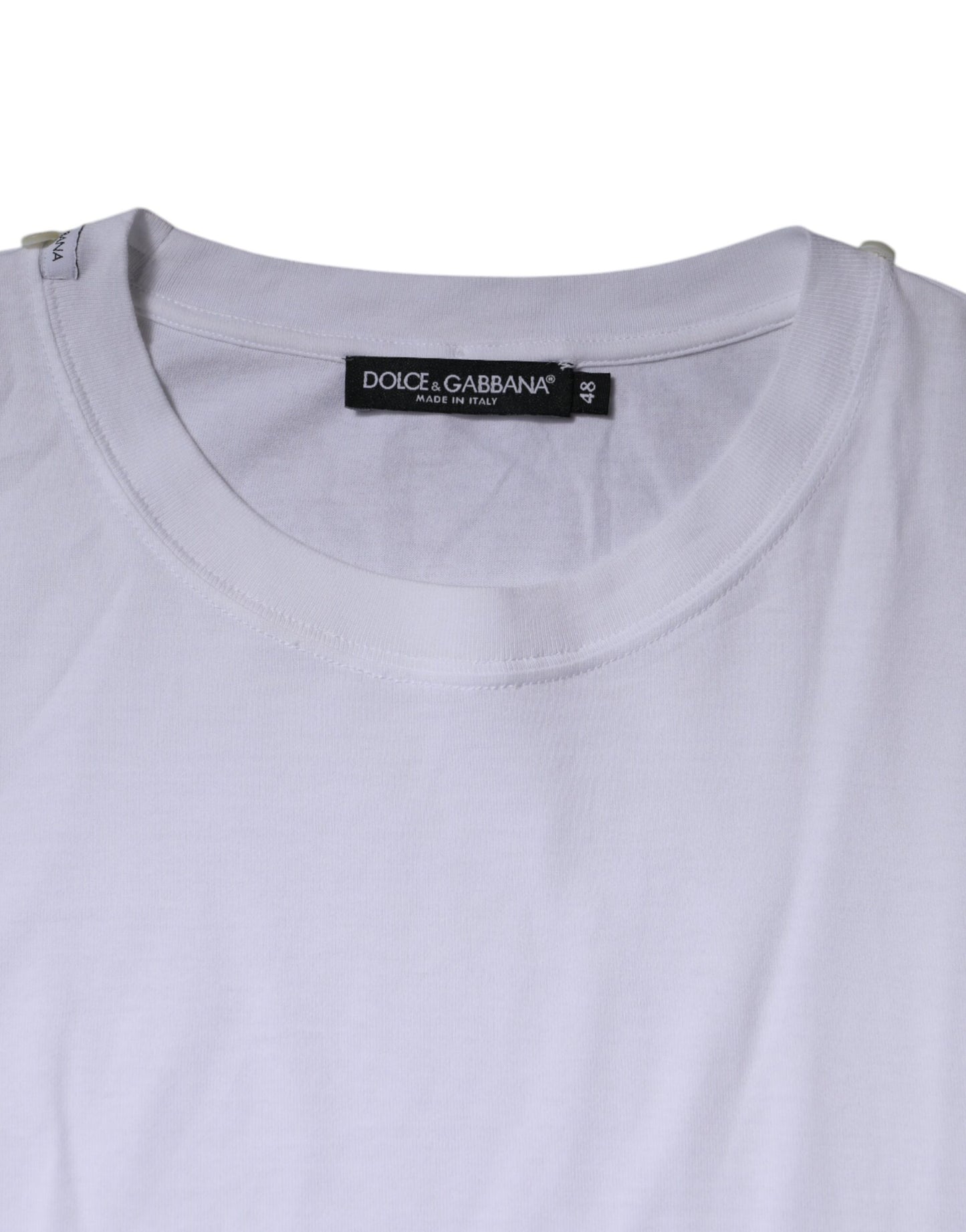 Dolce & Gabbana White Cotton Crew Neck Short Sleeves T-shirt by Dolce & Gabbana