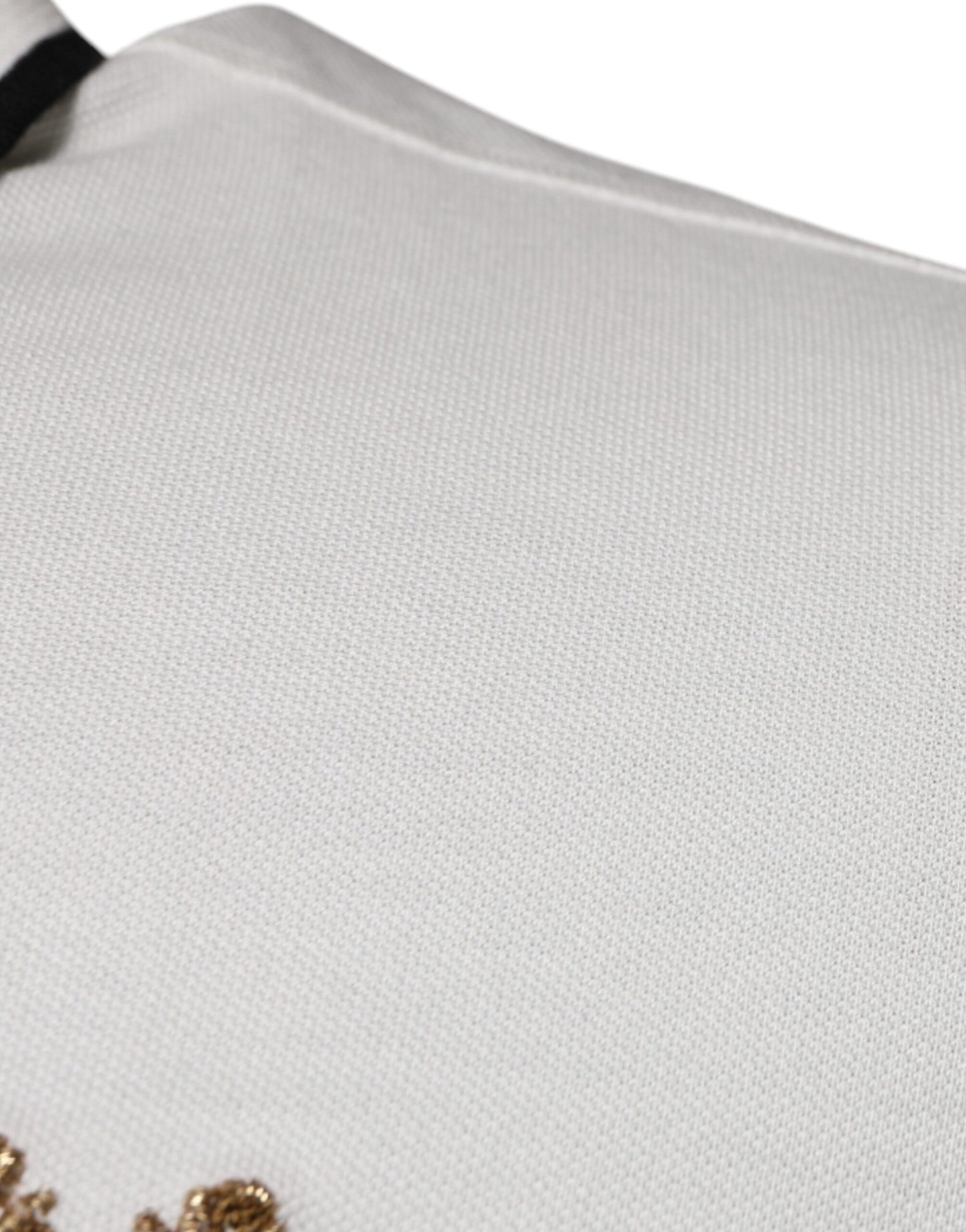 Dolce & Gabbana Off White Crown Cotton Collared Polo T-shirt by Dolce & Gabbana