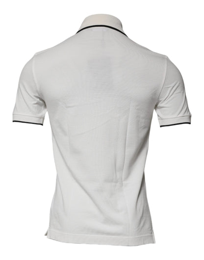 Dolce & Gabbana Off White Crown Cotton Collared Polo T-shirt by Dolce & Gabbana