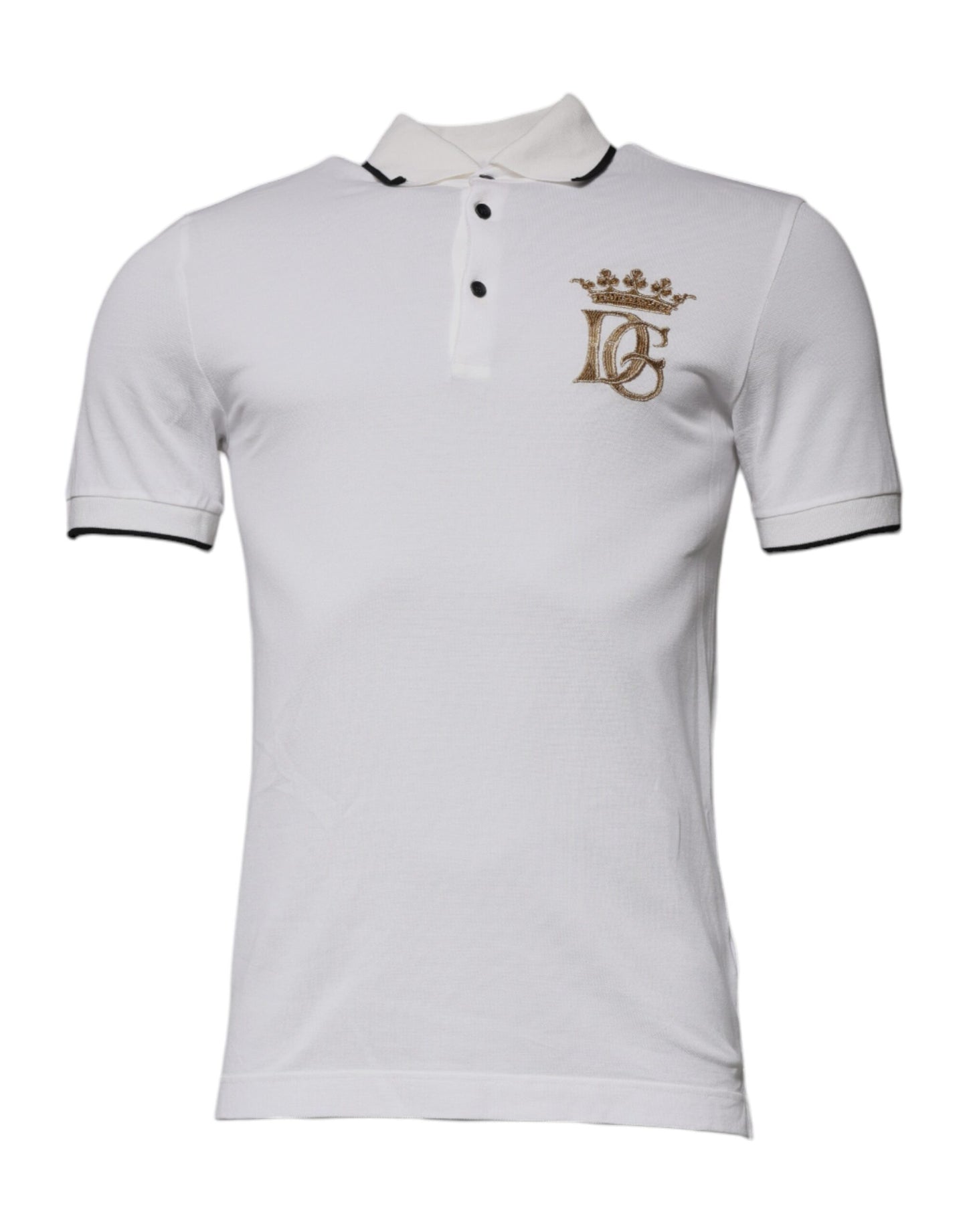 Dolce & Gabbana Off White Crown Cotton Collared Polo T-shirt by Dolce & Gabbana