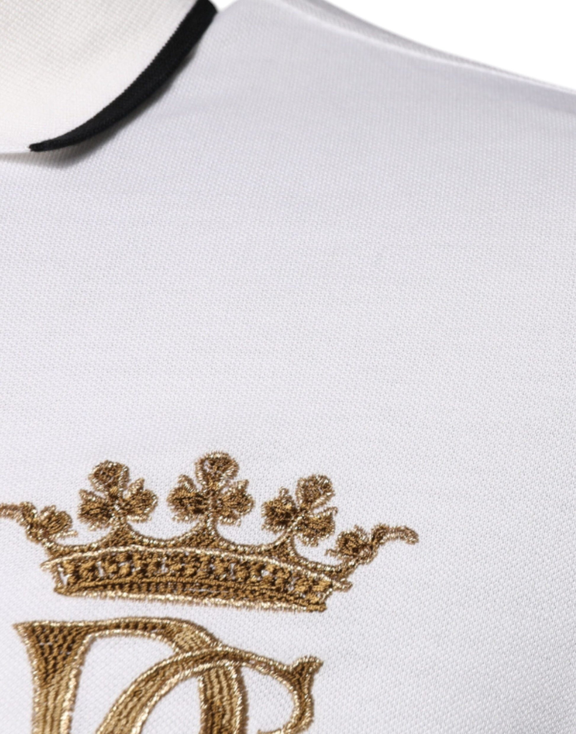 Dolce & Gabbana Off White Crown Cotton Collared Polo T-shirt by Dolce & Gabbana