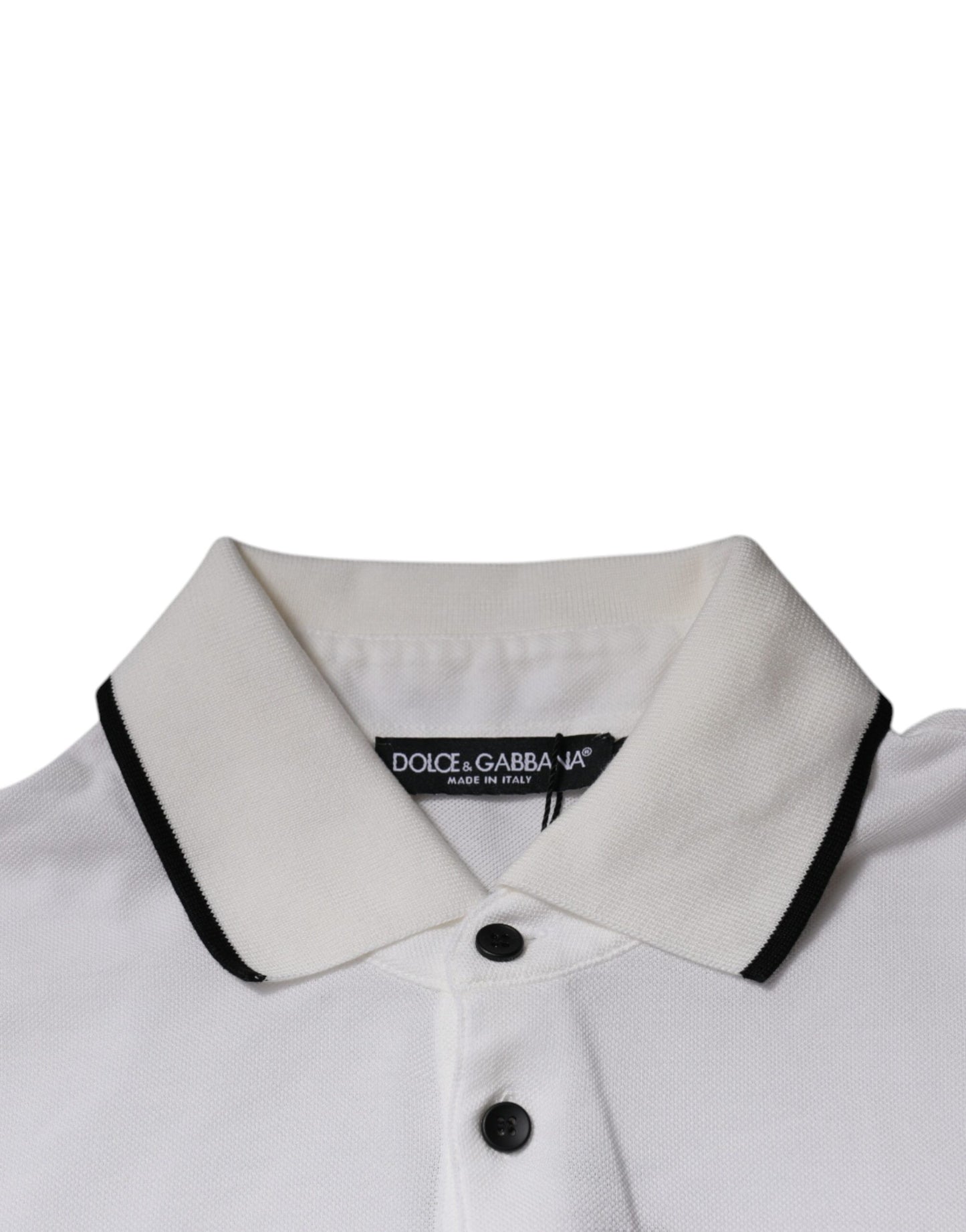 Dolce & Gabbana Off White Crown Cotton Collared Polo T-shirt by Dolce & Gabbana