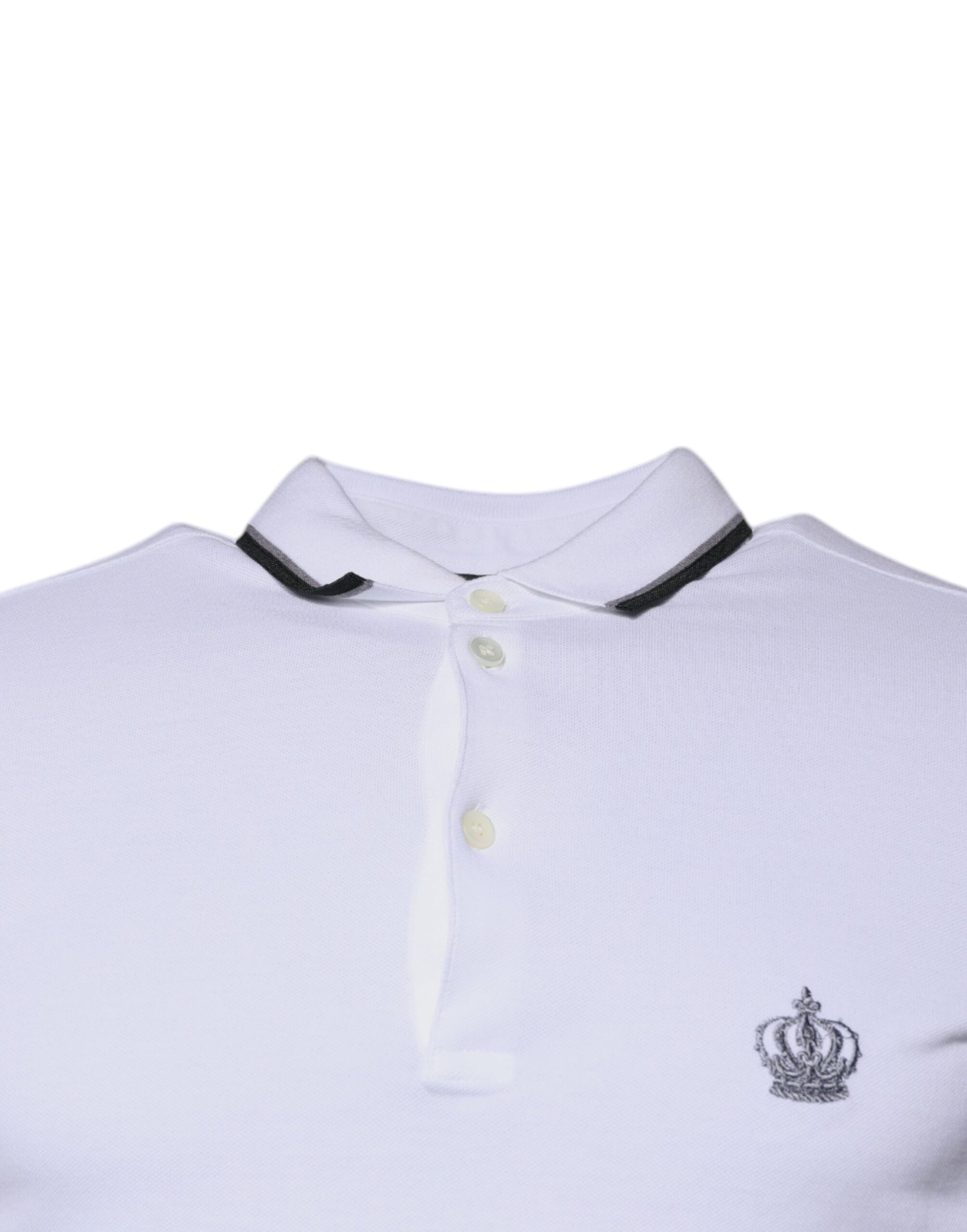 Dolce & Gabbana White Cotton Crown Collared Polo T-shirt by Dolce & Gabbana