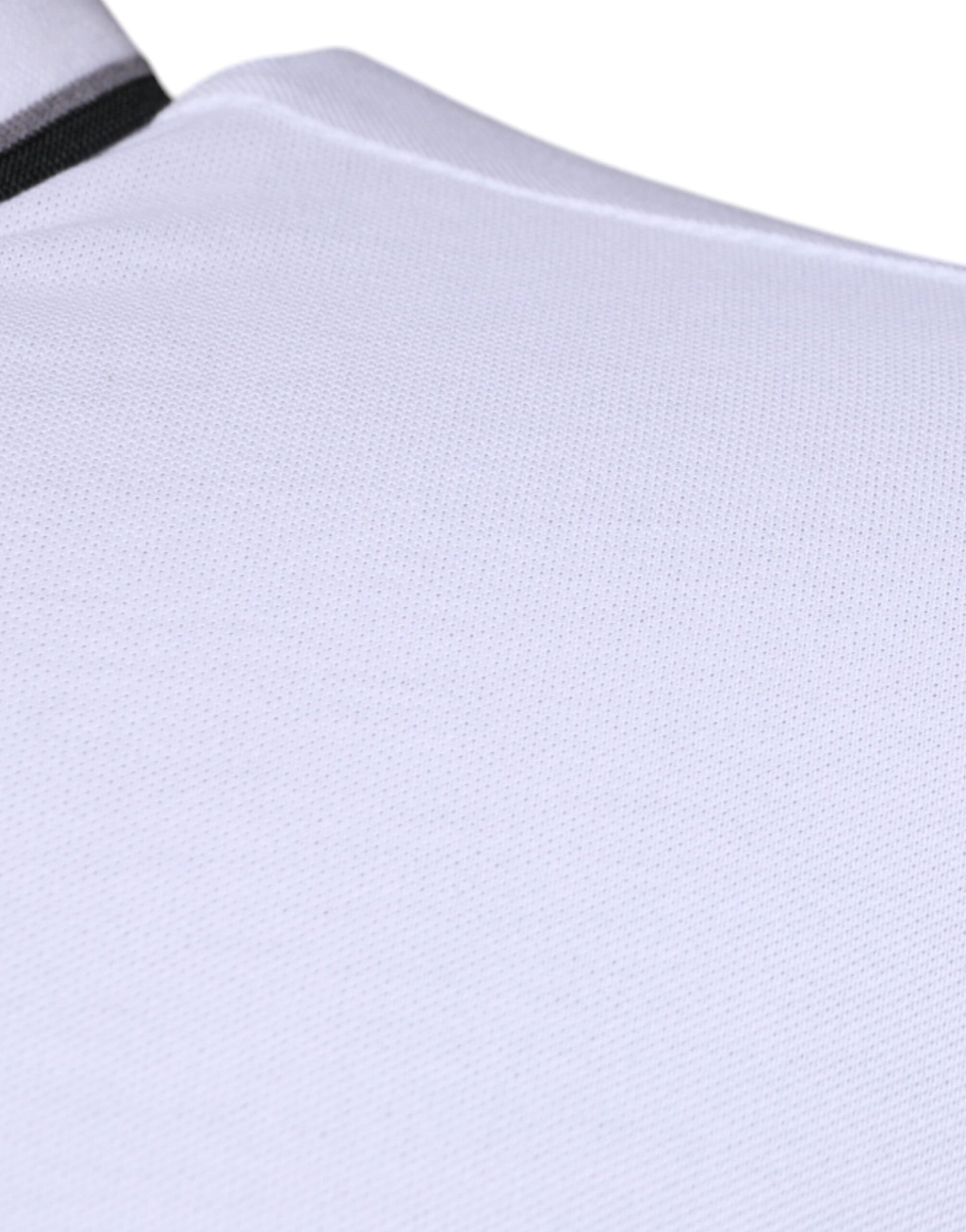 Dolce & Gabbana White Cotton Crown Collared Polo T-shirt by Dolce & Gabbana