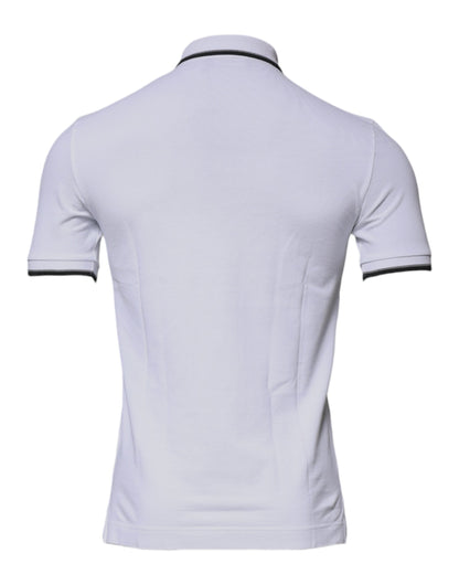 Dolce & Gabbana White Cotton Crown Collared Polo T-shirt by Dolce & Gabbana
