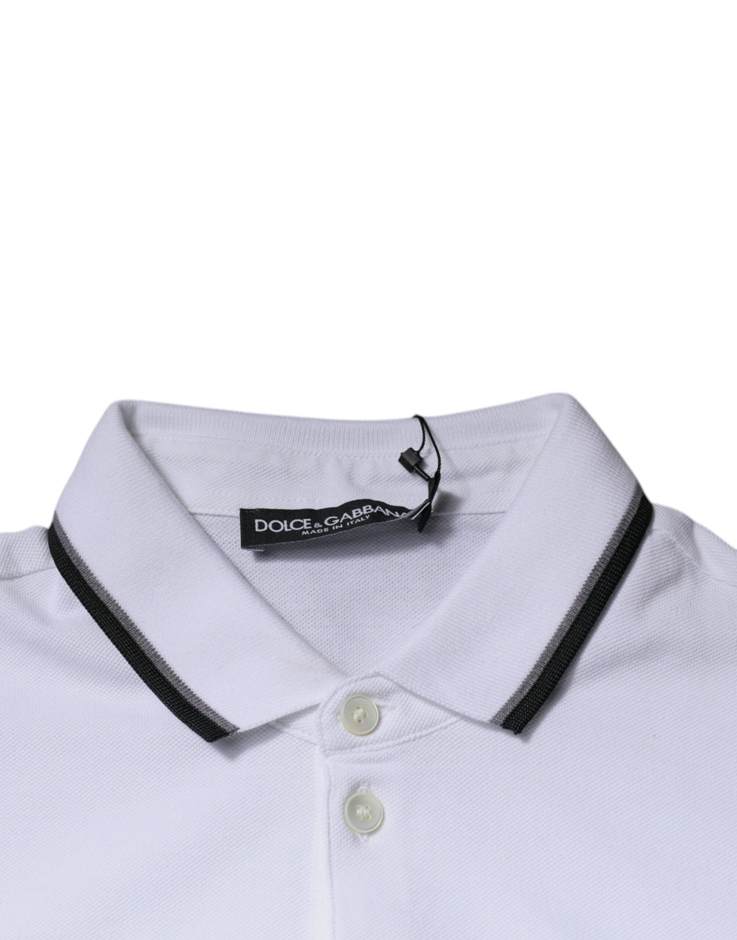 Dolce & Gabbana White Cotton Crown Collared Polo T-shirt by Dolce & Gabbana