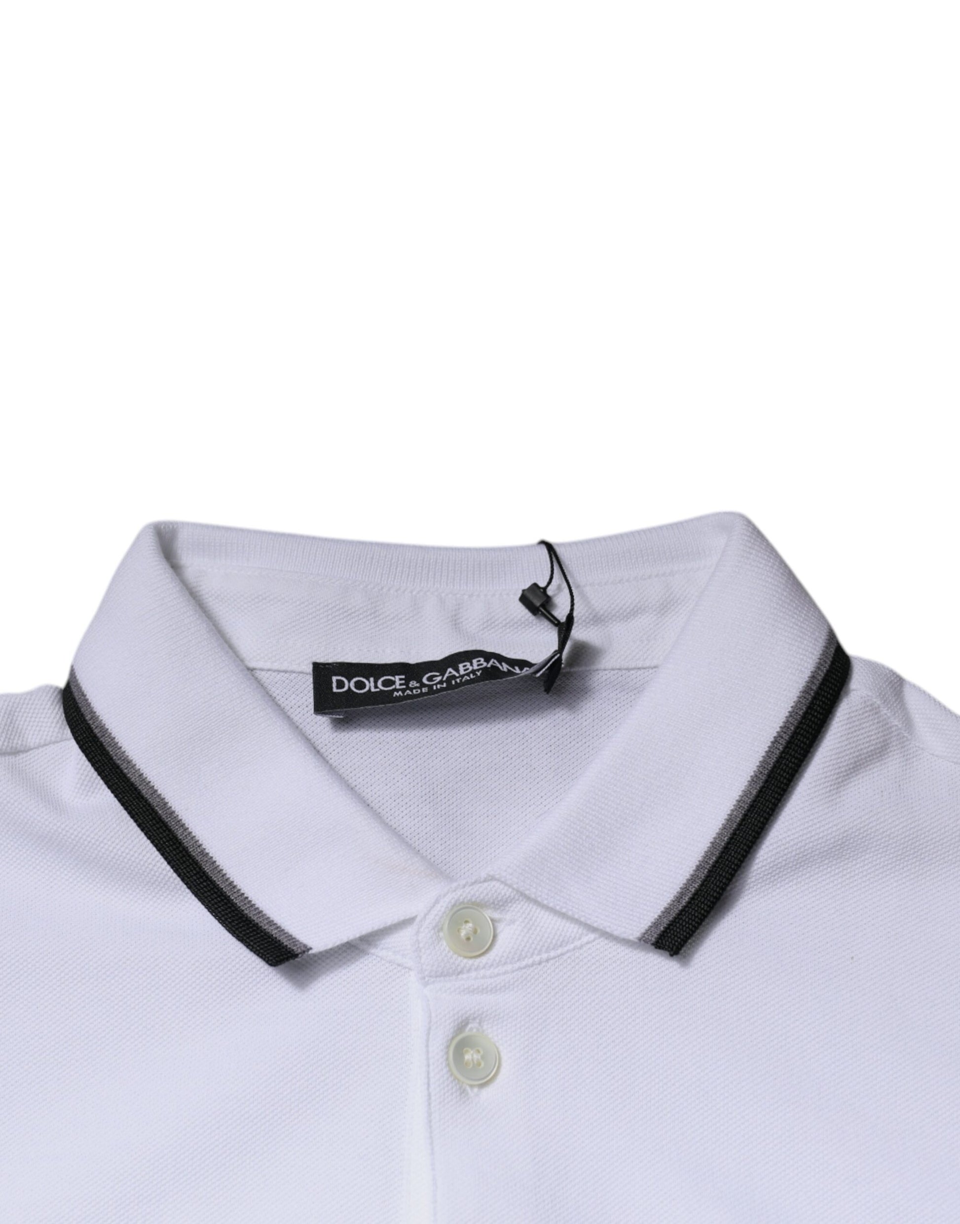Dolce & Gabbana White Cotton Crown Collared Polo T-shirt by Dolce & Gabbana