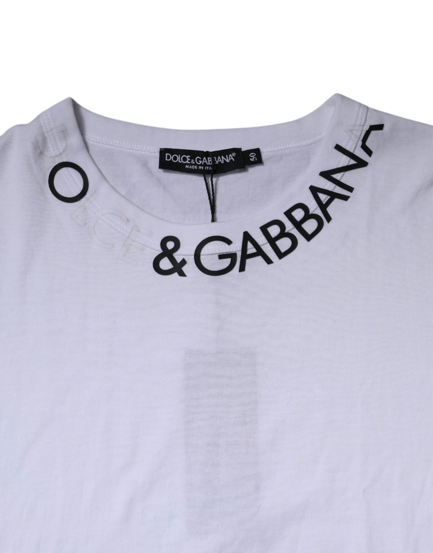 Dolce & Gabbana White Cotton Logo Crew Neck Short Sleeves T-shirt by Dolce & Gabbana