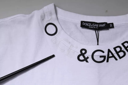 Dolce & Gabbana White Cotton Logo Crew Neck Short Sleeves T-shirt by Dolce & Gabbana