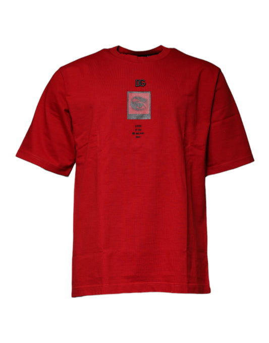 Dolce & Gabbana Red DG Eye Cotton Crew Neck T-shirt by Dolce & Gabbana
