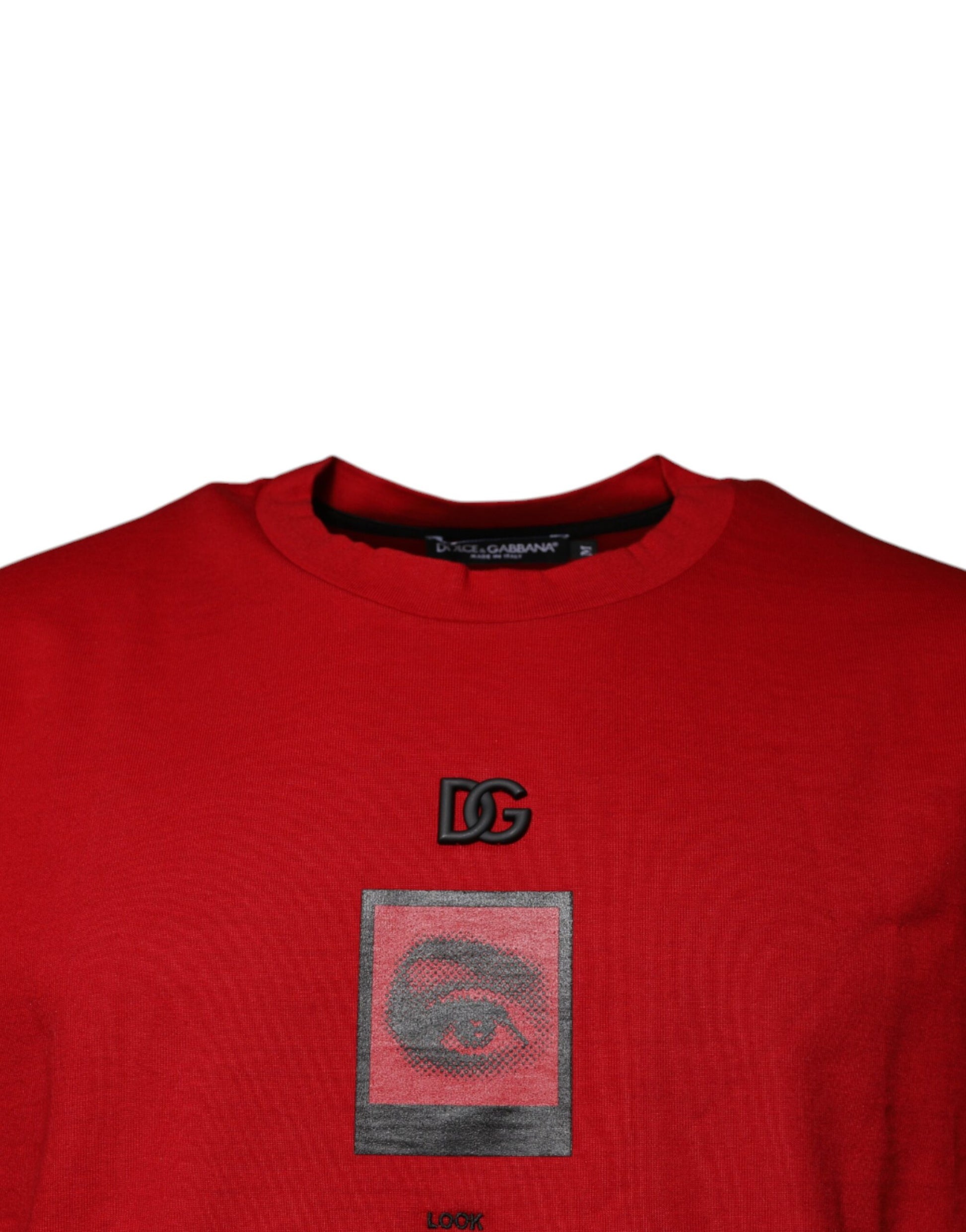 Dolce & Gabbana Red DG Eye Cotton Crew Neck T-shirt by Dolce & Gabbana