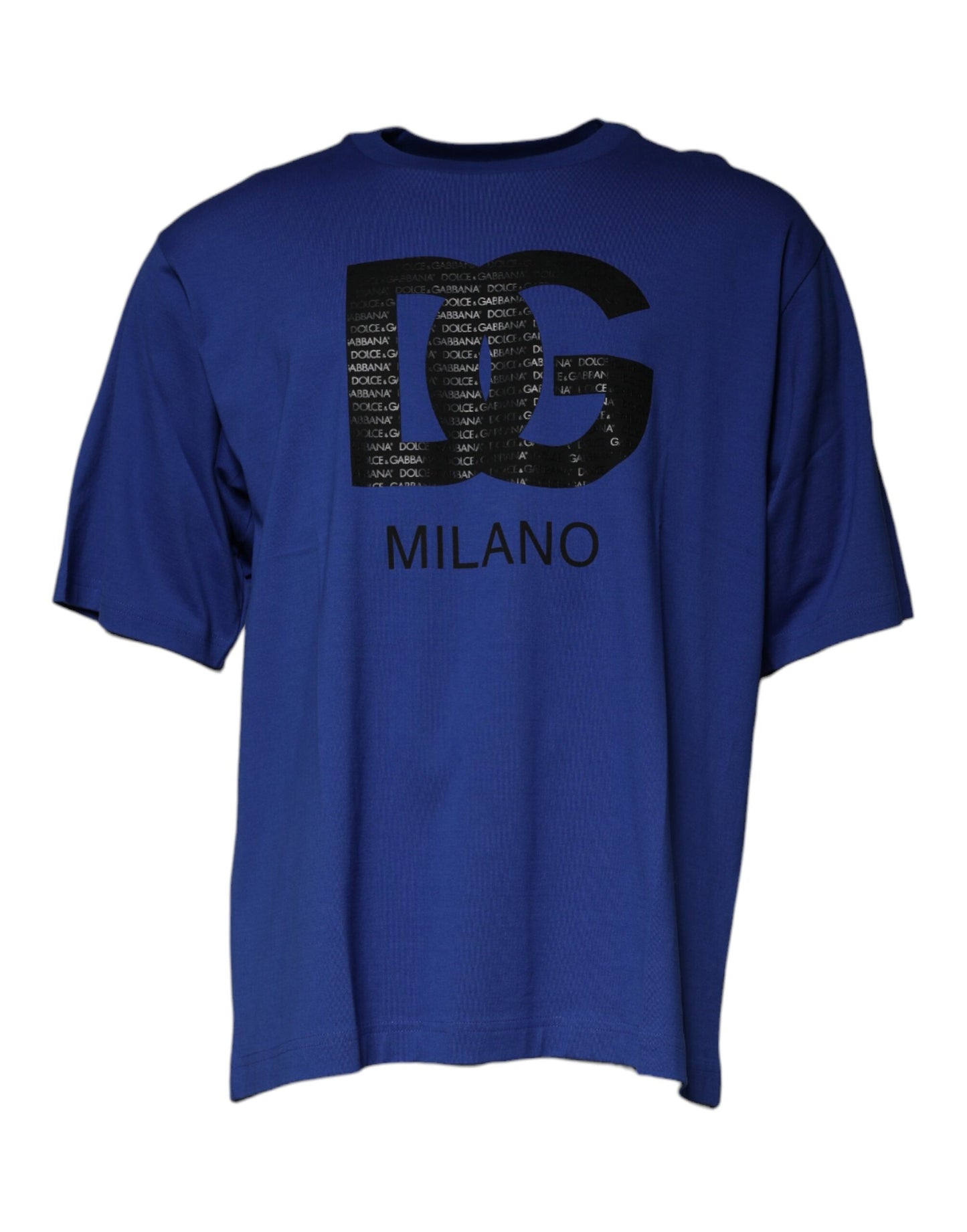 Dolce & Gabbana Blue Logo Print Cotton Men Crew Neck T-shirt by Dolce & Gabbana