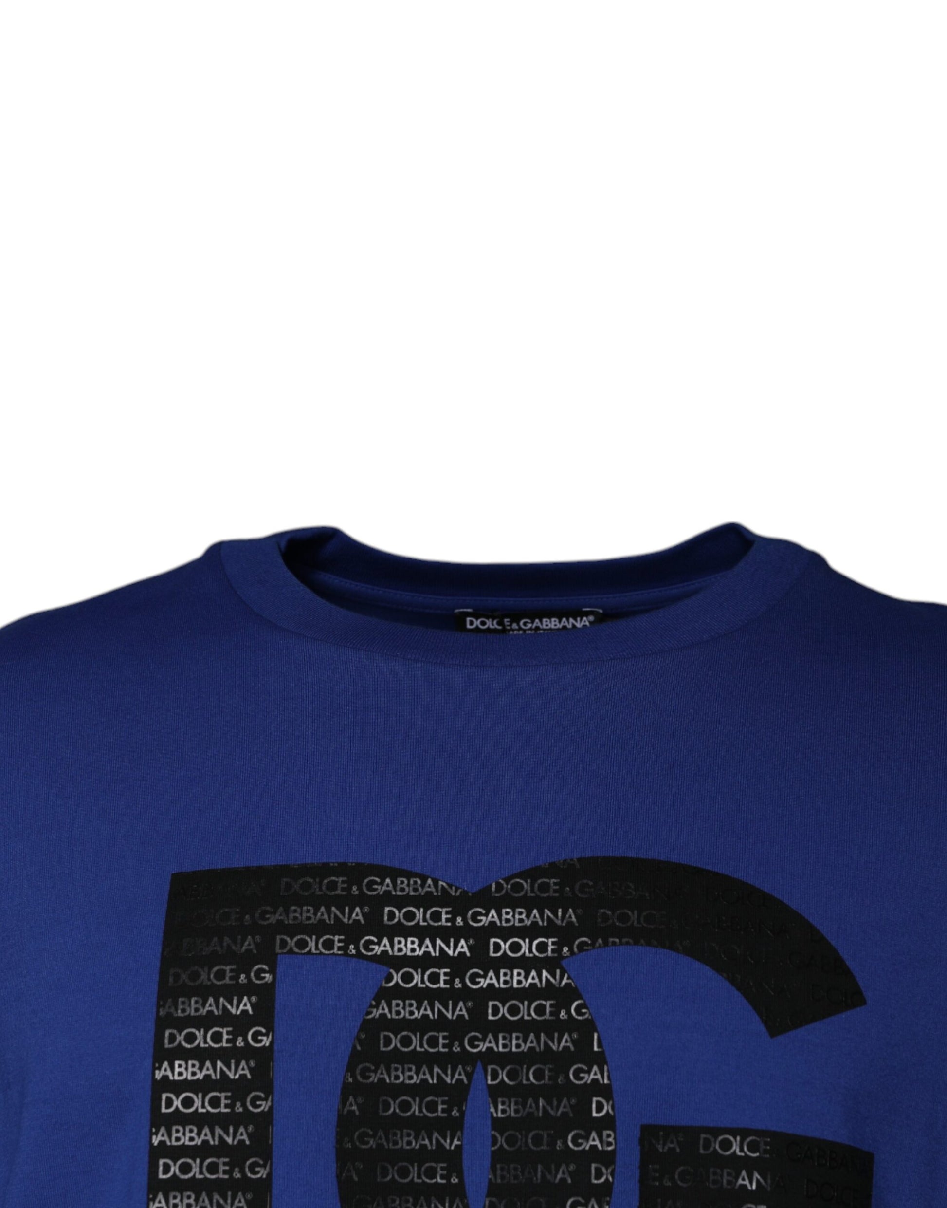 Dolce & Gabbana Blue Logo Print Cotton Men Crew Neck T-shirt by Dolce & Gabbana