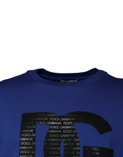 Dolce & Gabbana Blue Logo Print Cotton Men Crew Neck T-shirt by Dolce & Gabbana
