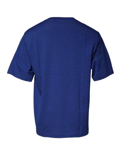 Dolce & Gabbana Blue Logo Print Cotton Men Crew Neck T-shirt by Dolce & Gabbana