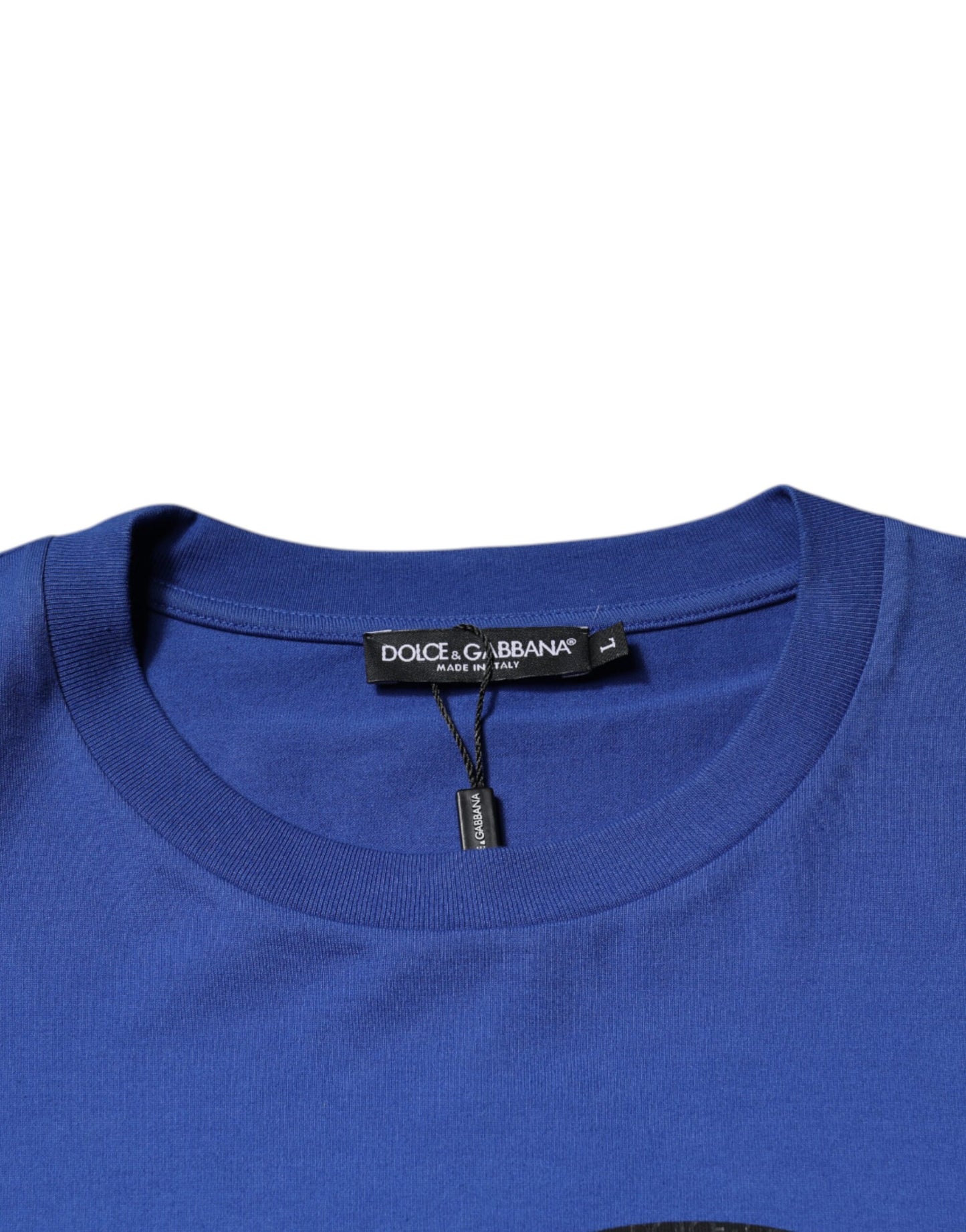 Dolce & Gabbana Blue Logo Print Cotton Men Crew Neck T-shirt by Dolce & Gabbana