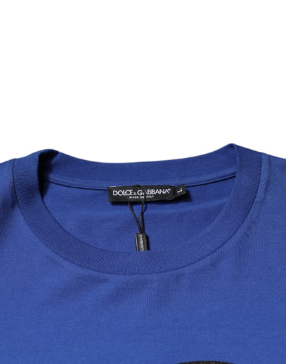 Dolce & Gabbana Blue Logo Print Cotton Men Crew Neck T-shirt by Dolce & Gabbana