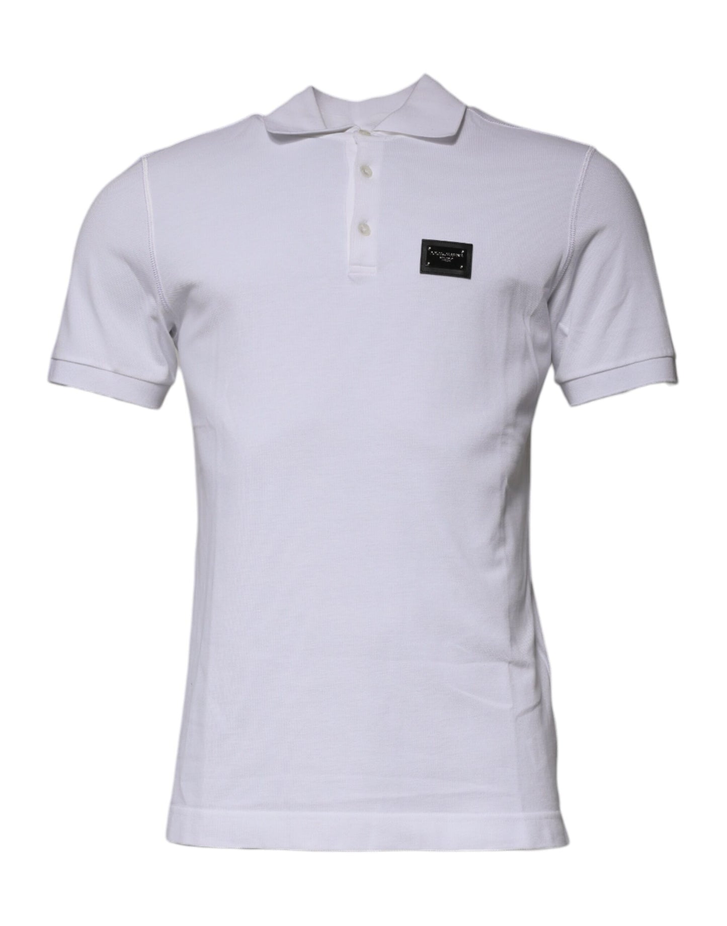 Dolce & Gabbana White Cotton Logo Plaque Collared Polo T-shirt by Dolce & Gabbana