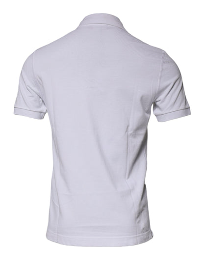 Dolce & Gabbana White Cotton Logo Plaque Collared Polo T-shirt by Dolce & Gabbana