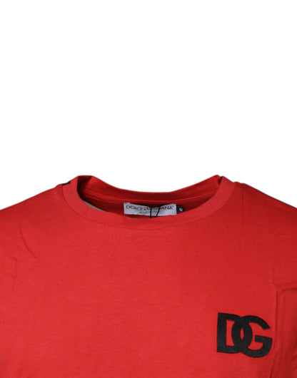 Dolce & Gabbana Red DG Logo Cotton Crew Neck T-shirt by Dolce & Gabbana