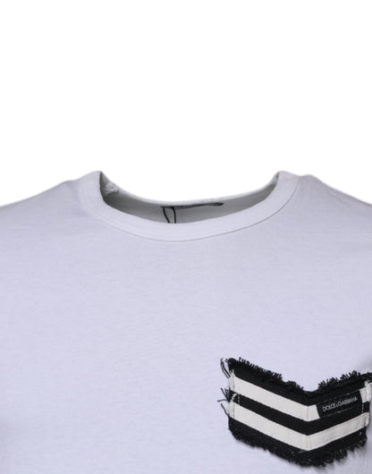 Dolce & Gabbana White Stripes Crew Neck Short Sleeves T-shirt by Dolce & Gabbana