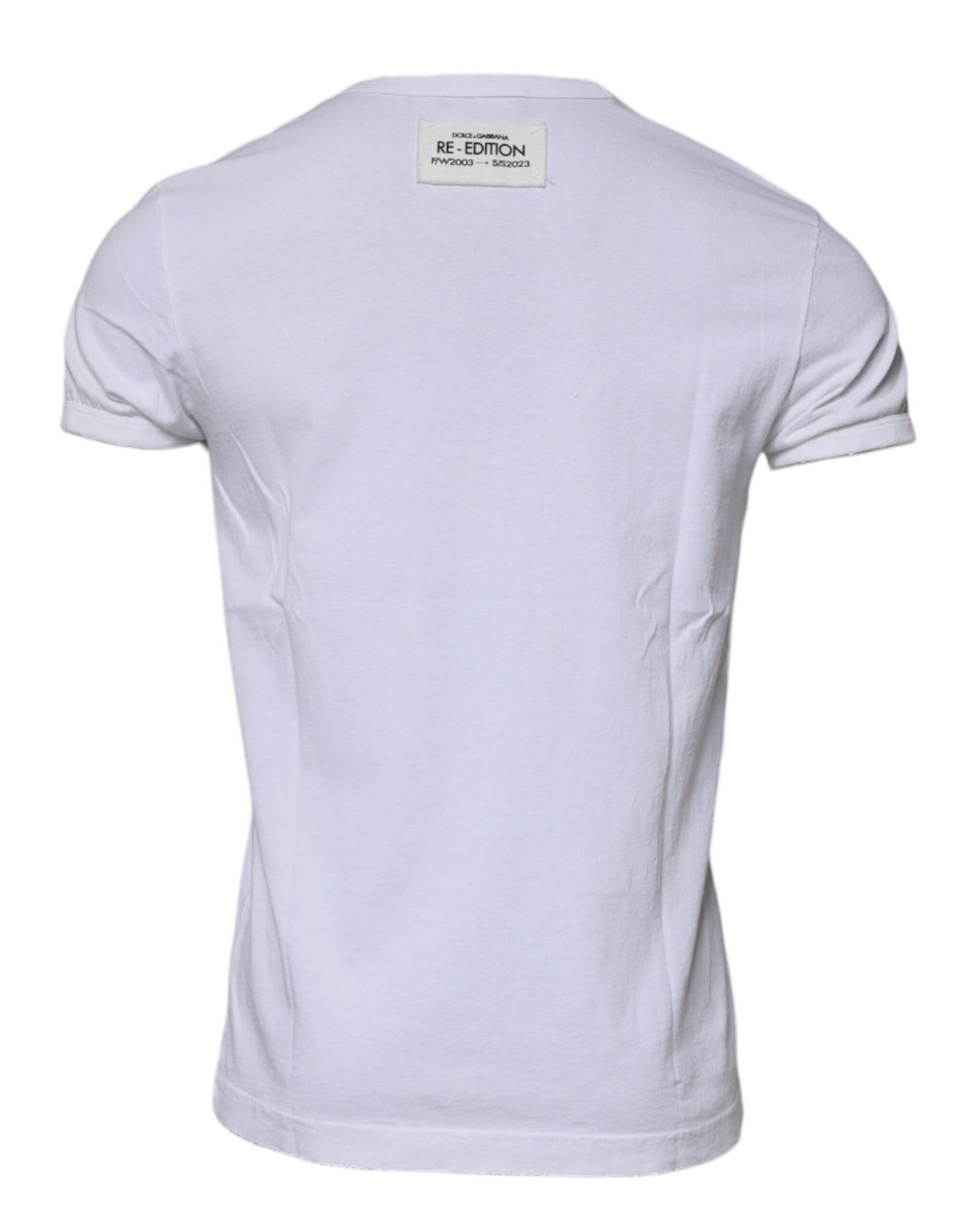 Dolce & Gabbana White Stripes Crew Neck Short Sleeves T-shirt by Dolce & Gabbana