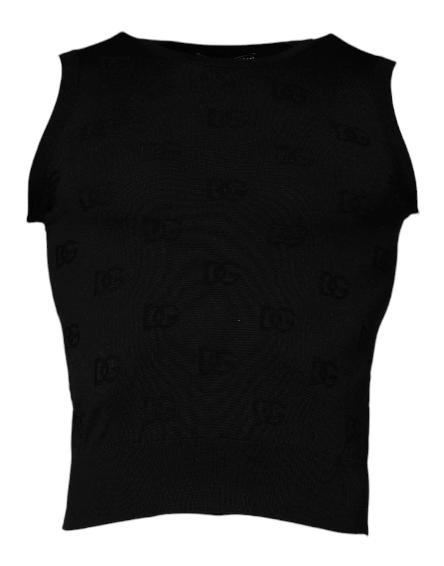 Dolce & Gabbana Black Silk Round Neck Sleeveless T-shirt by Dolce & Gabbana