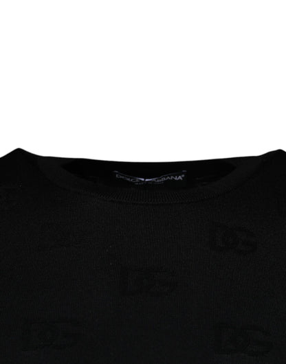 Dolce & Gabbana Black Silk Round Neck Sleeveless T-shirt by Dolce & Gabbana