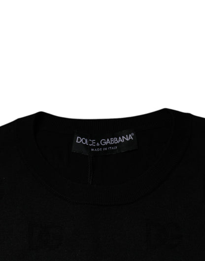 Dolce & Gabbana Black Silk Round Neck Sleeveless T-shirt by Dolce & Gabbana