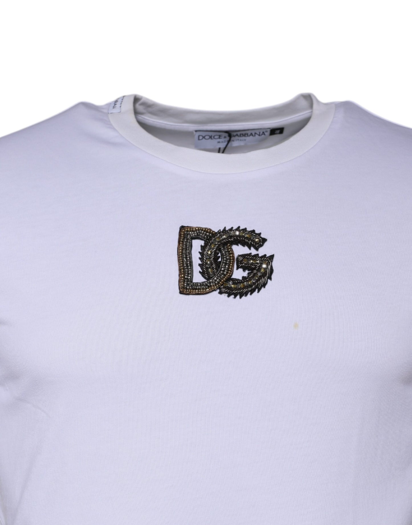 Dolce & Gabbana White DG Logo Cotton Crew Neck T-shirt by Dolce & Gabbana